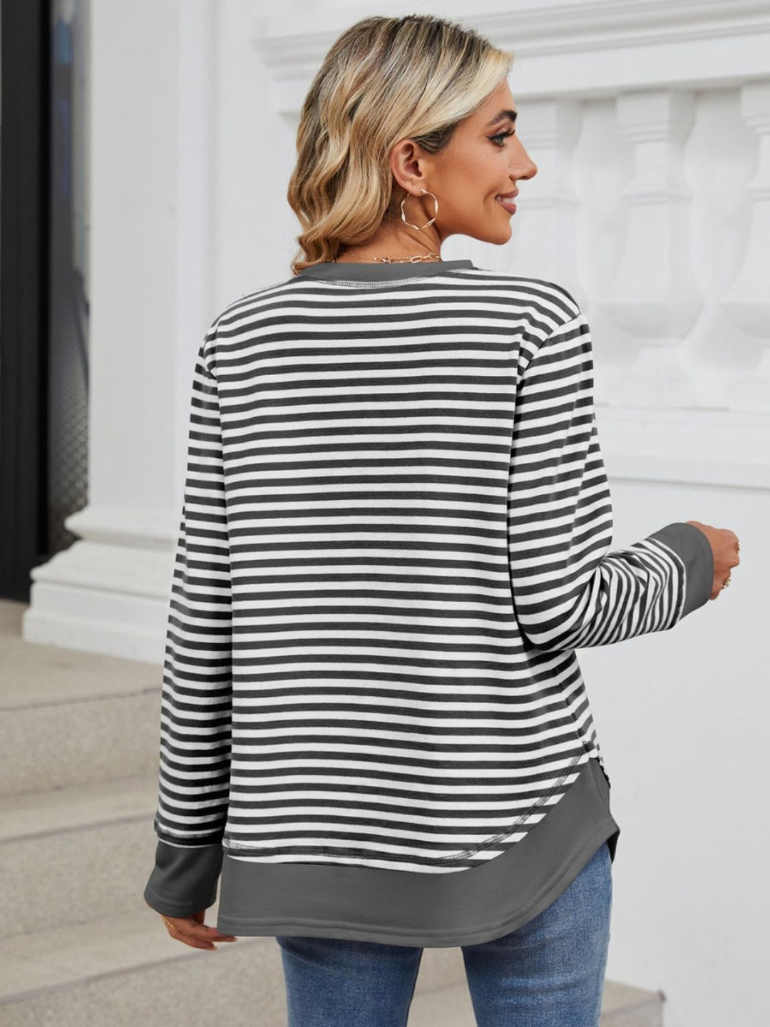 Iesha | Klassisk Stribet Langærmet Sweatshirt til Kvinder-Modiva