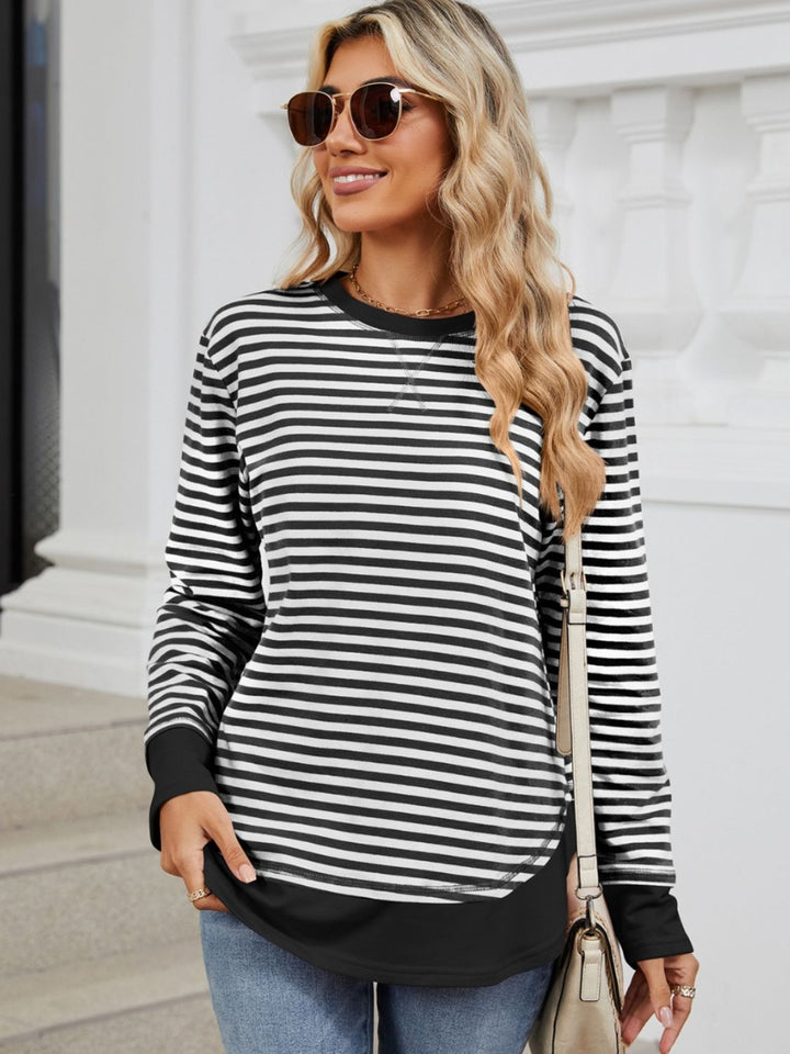 Iesha | Klassisk Stribet Langærmet Sweatshirt til Kvinder-Modiva
