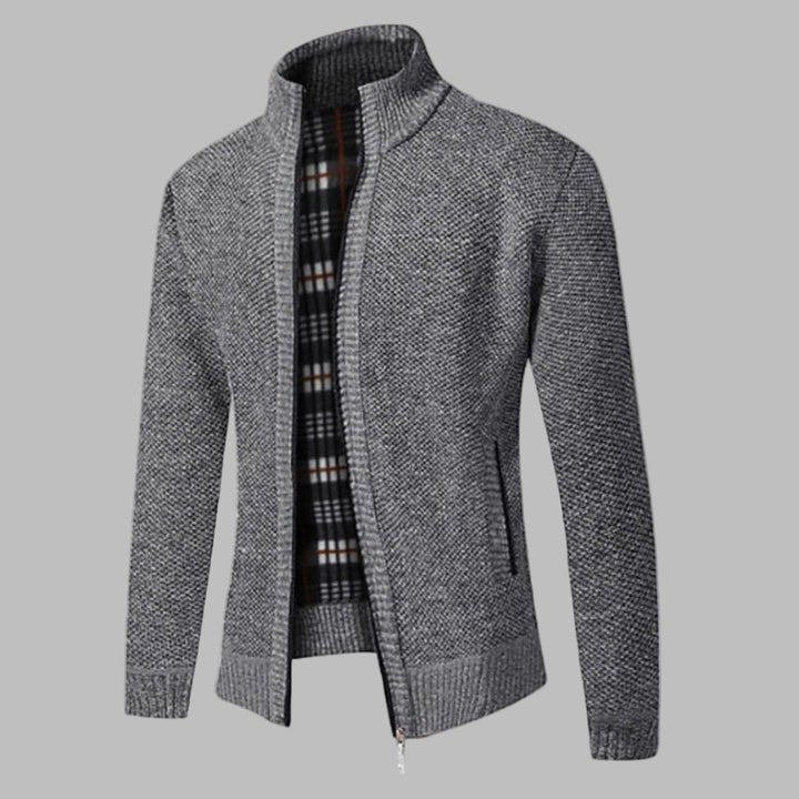 Stilfuld strikket sweater med lynlås til mænd