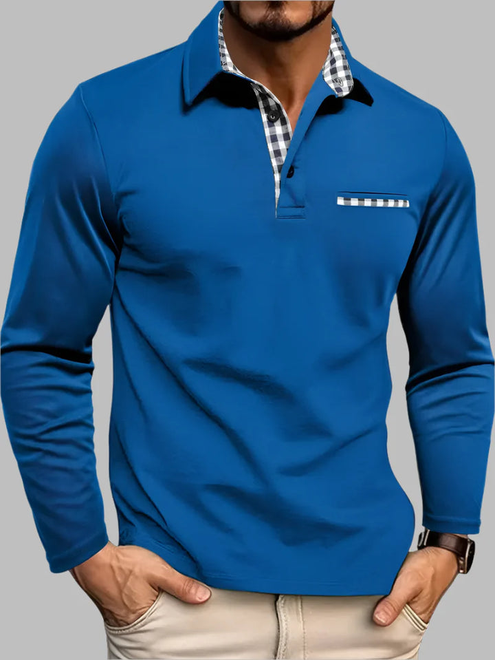 Klassisk langærmet sommerpoloshirt til mænd