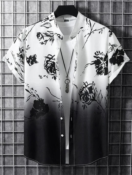 3D Flower Print Hawaii-Skjorte
