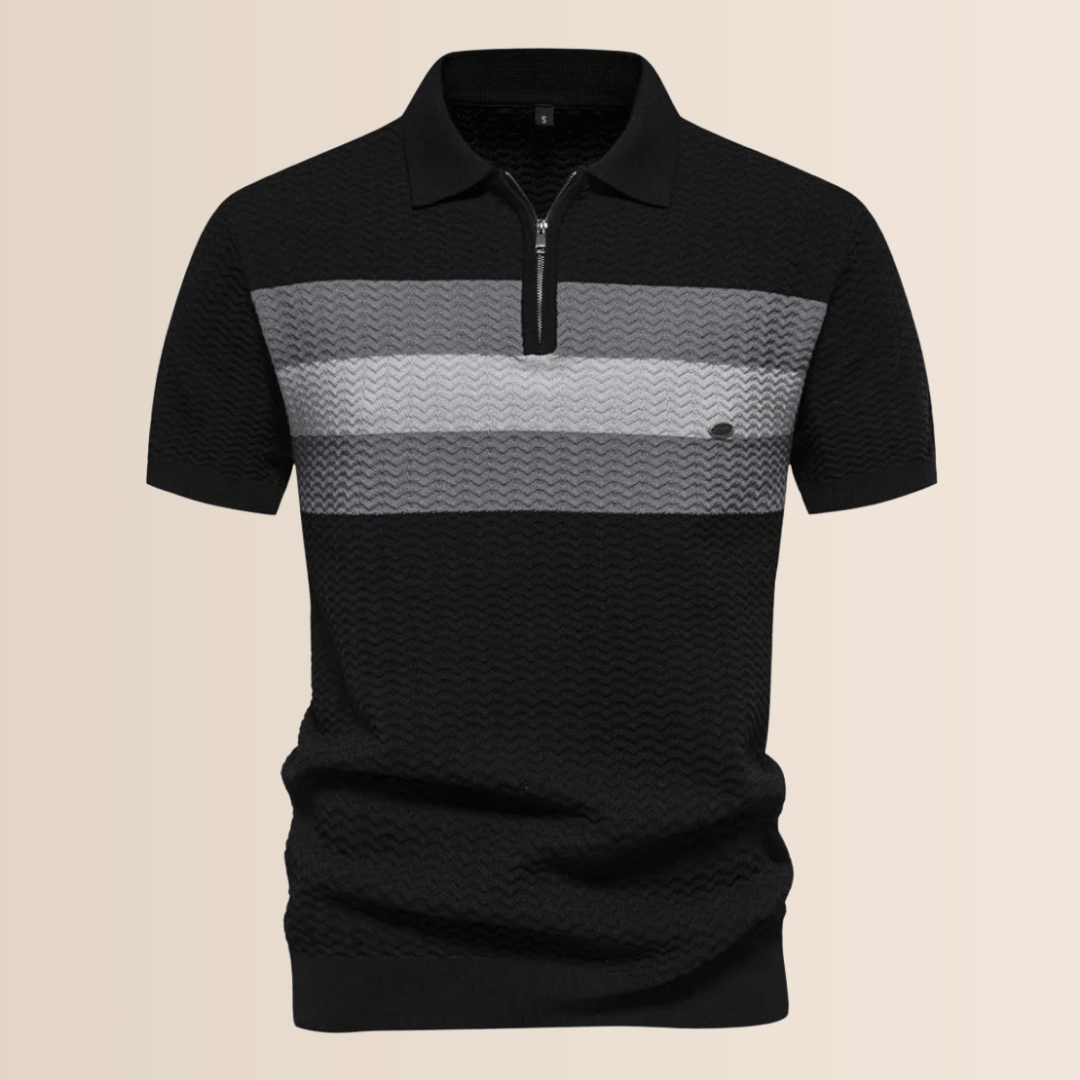 Poloshirt til mænd med stribet strikdesign