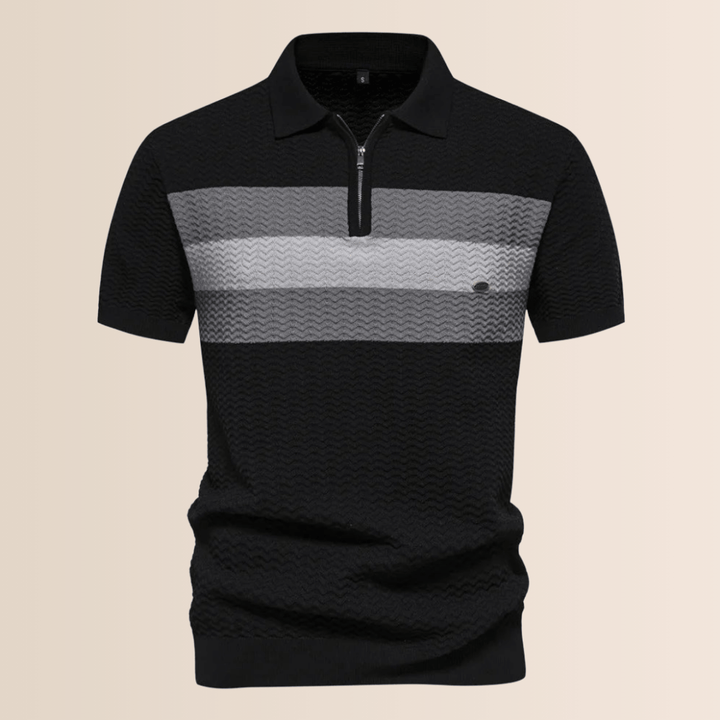 Poloshirt til mænd med stribet strikdesign