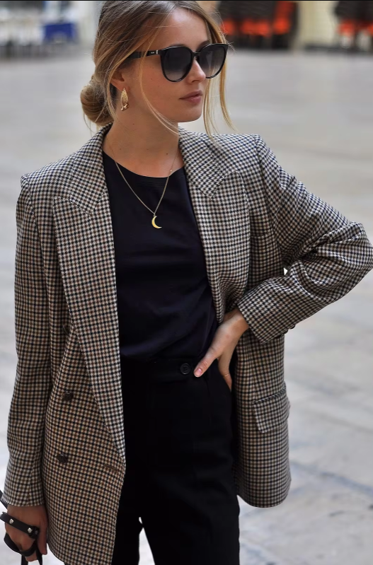 Rosetti - Vintage Dobbeltknappet Plaid Blazer-Modiva