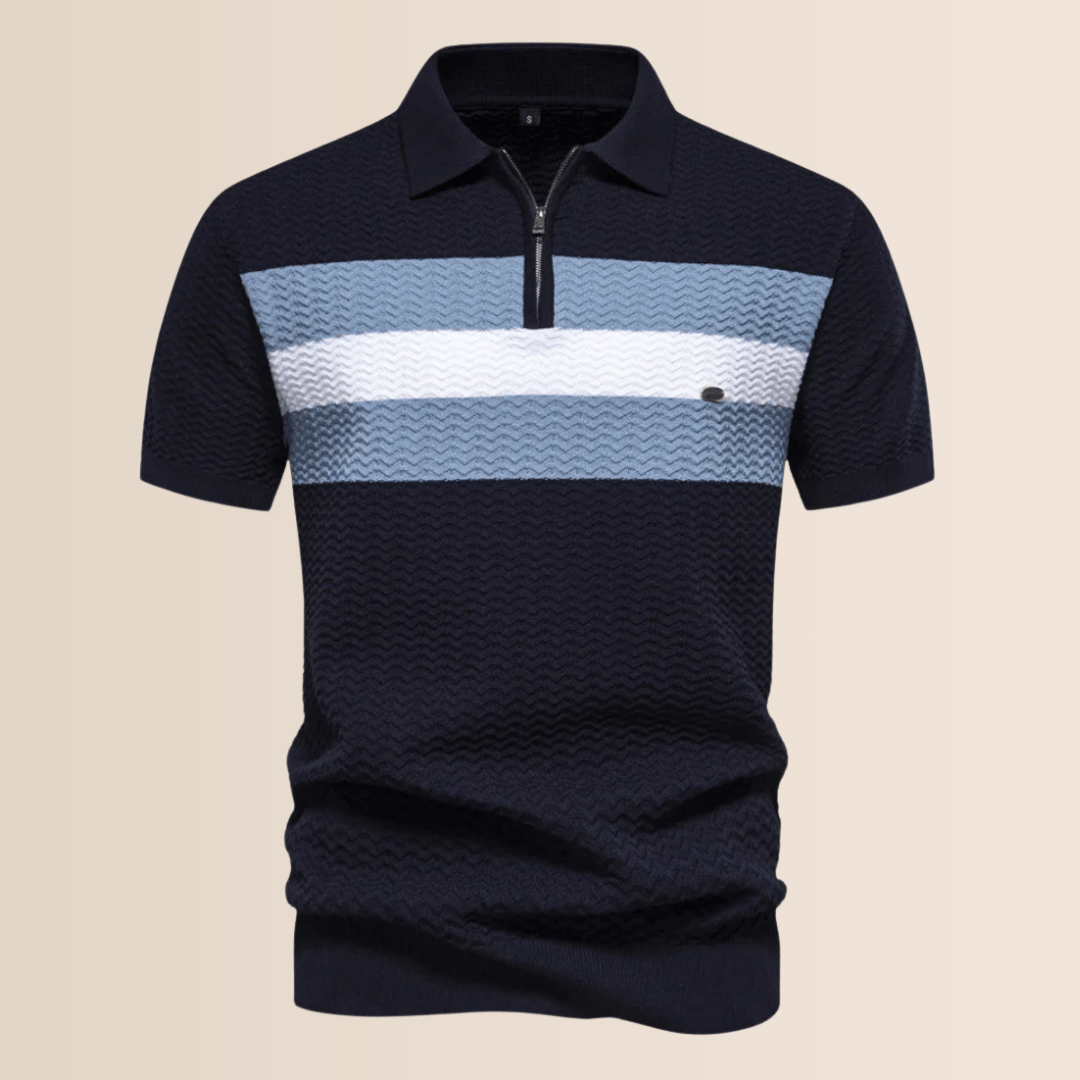 Poloshirt til mænd med stribet strikdesign