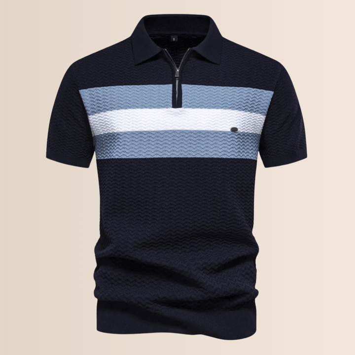 Poloshirt til mænd med stribet strikdesign