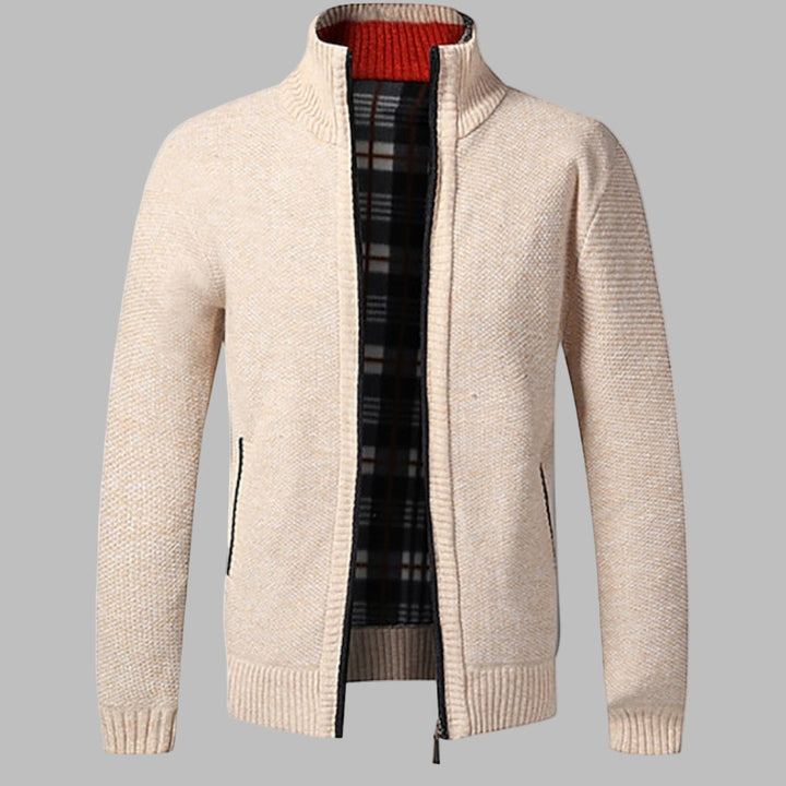 Stilfuld strikket sweater med lynlås til mænd