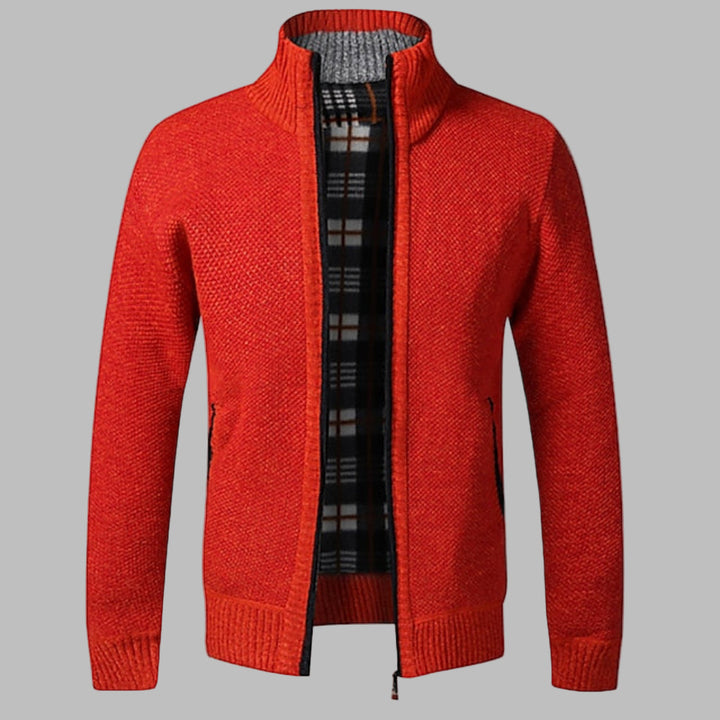 Stilfuld strikket sweater med lynlås til mænd