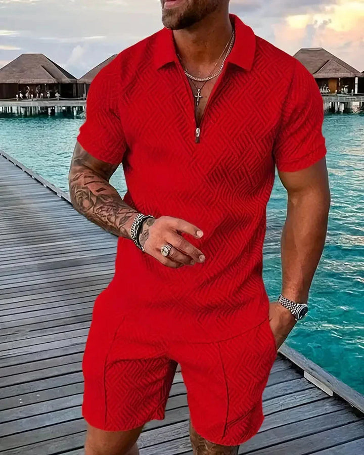 Casual sommer træningsdragt med lynlåskrave