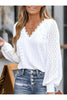 Kvinders V-hals Blonder Trim Bluse