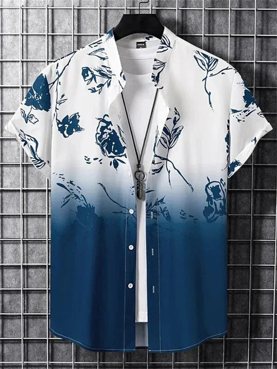 3D Flower Print Hawaii-Skjorte