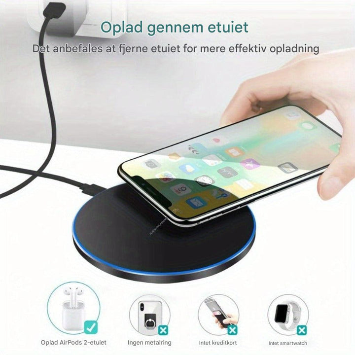 Hurtig trådløs oplader 15W