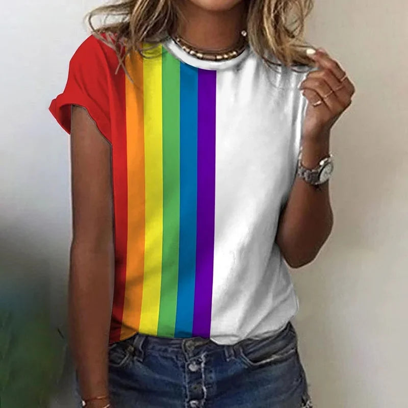 Stilfuld regnbue-T-shirt