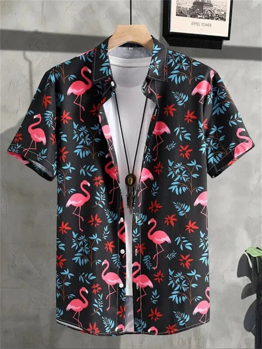 3D Flower Print Hawaii-Skjorte