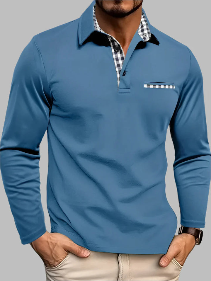 Klassisk langærmet sommerpoloshirt til mænd