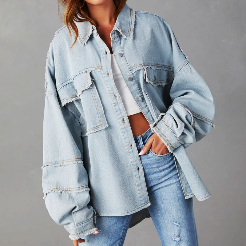Lilian | Denimjakke med rå kanter-Modiva