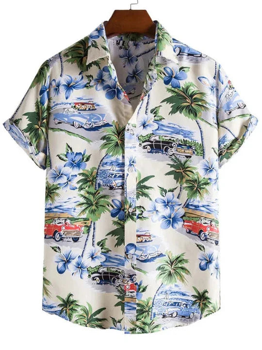 3D Flower Print Hawaii-Skjorte