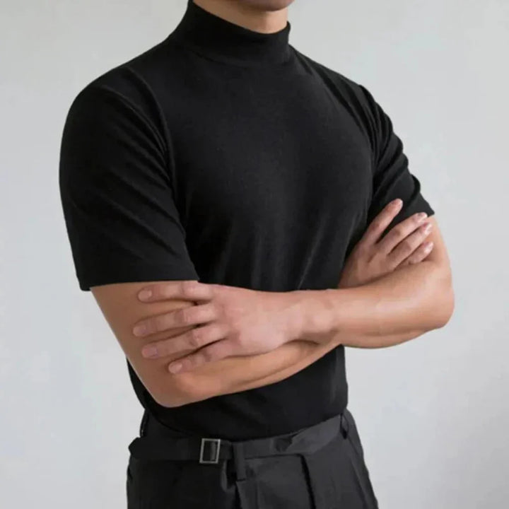 Herre T-shirt med høj krave