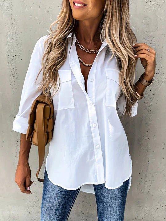 Knap-op-bluse til kvinder med ubesværet elegance