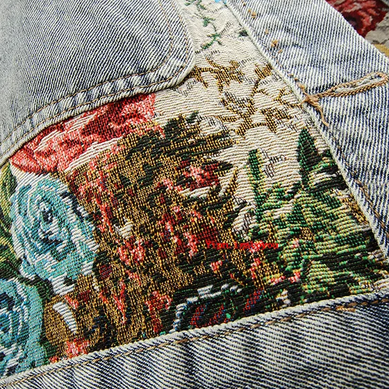 Kvinder ' s Blomster Denim Jakke