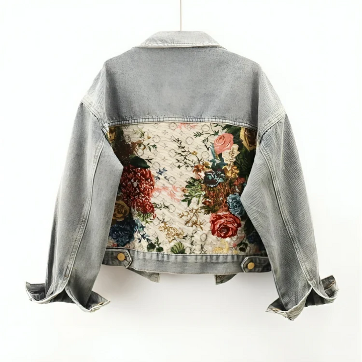 Kvinder ' s Blomster Denim Jakke