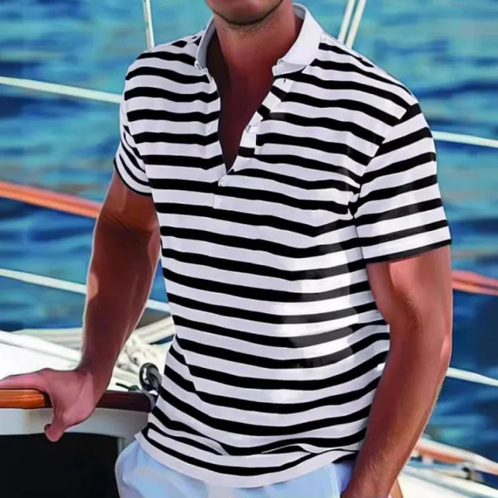 Retro striped polo til mænd