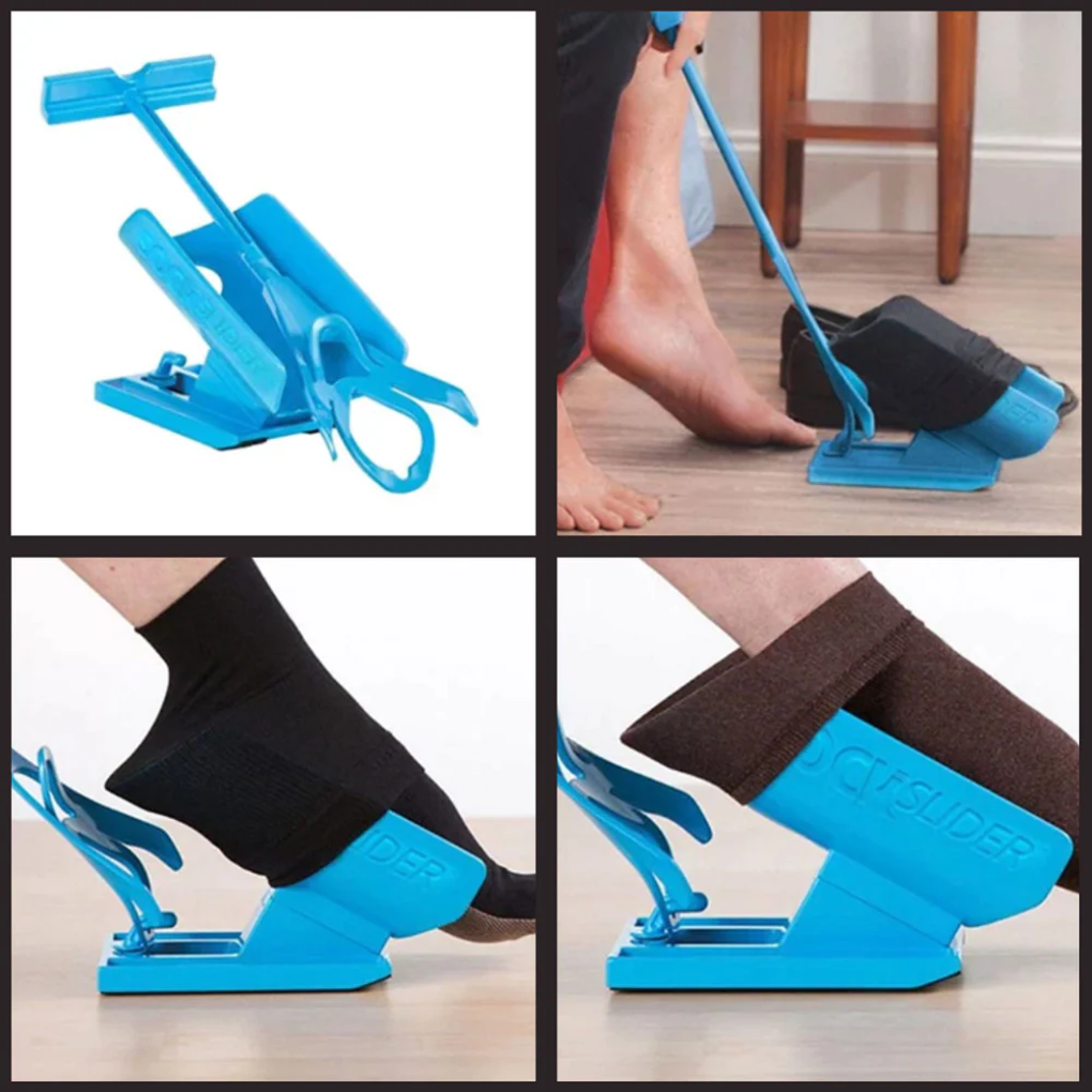 Sokkehjælp – Slip-on-enhed for nem påføring af sokker