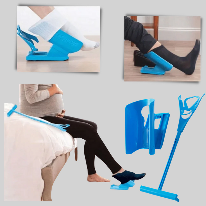 Sokkehjælp – Slip-on-enhed for nem påføring af sokker