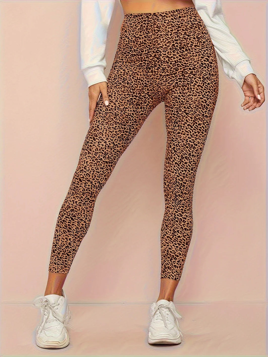 Leopard Print Højtaljede Leggings til Kvinder