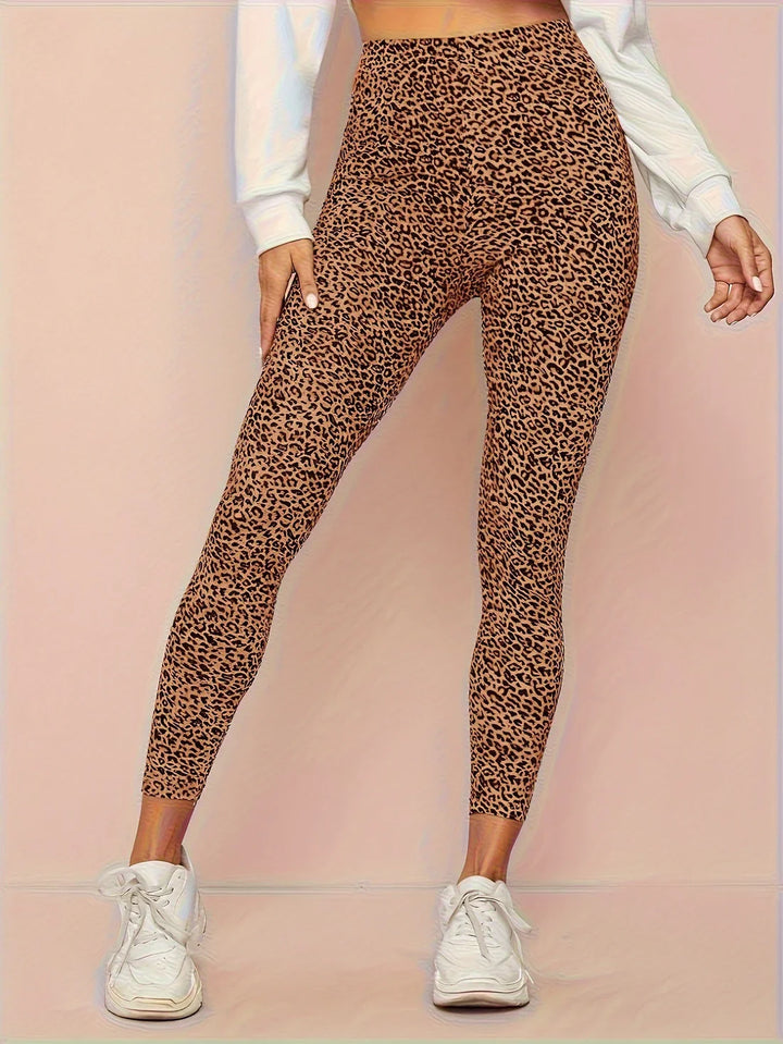 Højtaljede leggings med leopardprint til kvinder