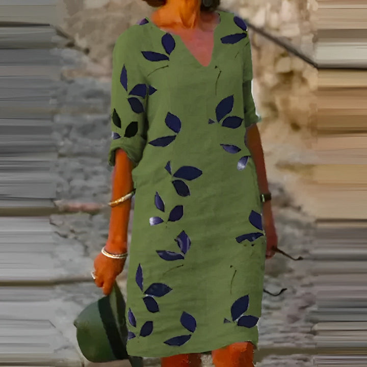 Sommerkjole med bladprint