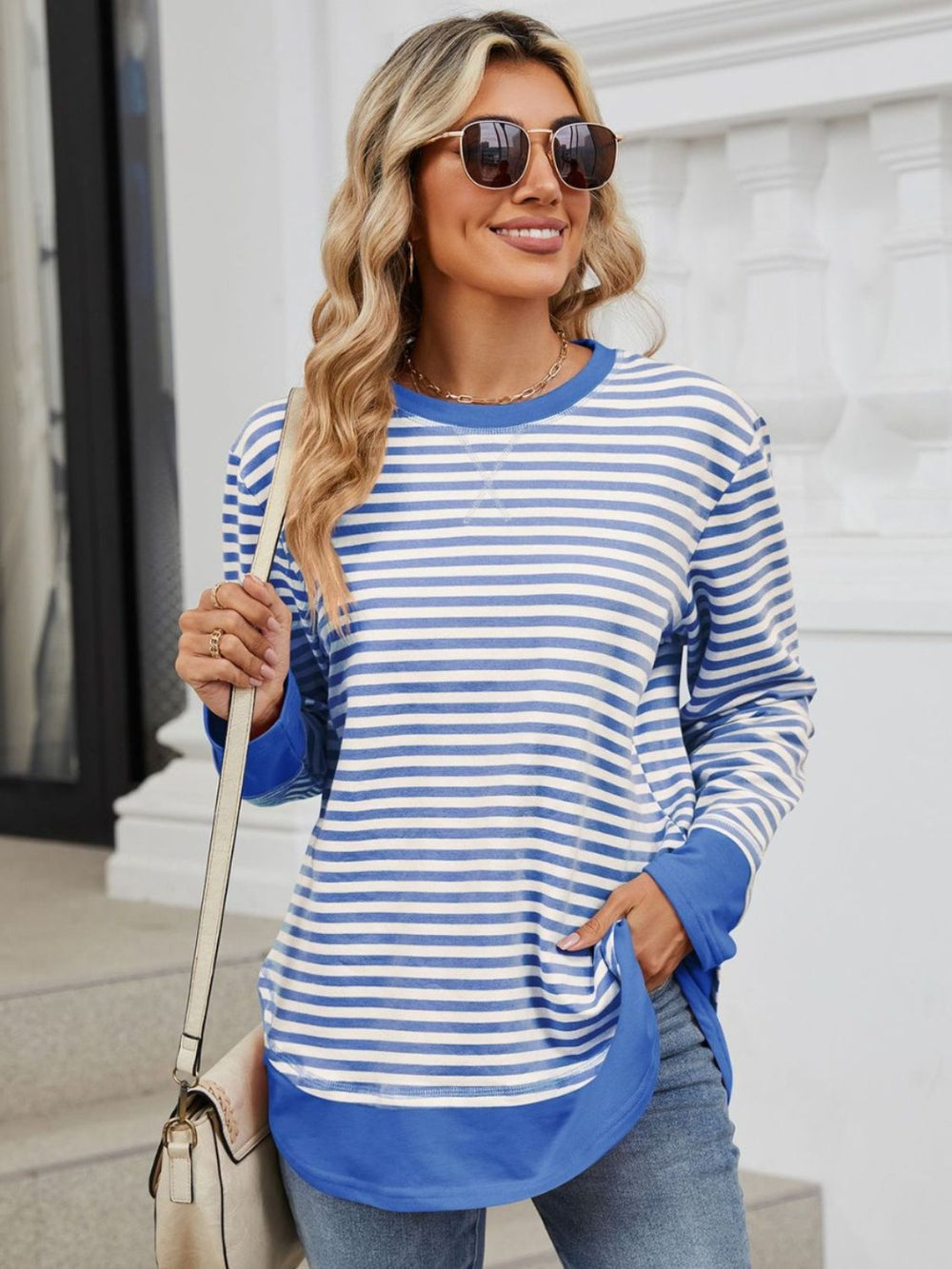 Iesha | Klassisk Stribet Langærmet Sweatshirt til Kvinder-Modiva
