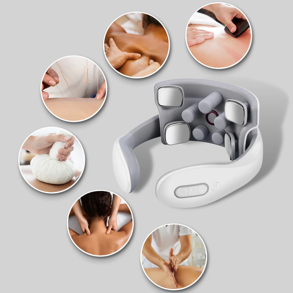 Nakke- og skuldermassageapparat til fire hoveder