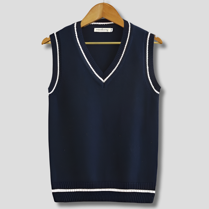 Retro stribet pullover i preppy-stil uden ærmer