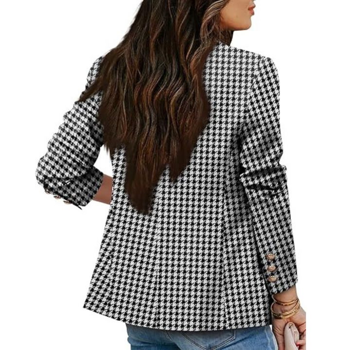 Colett - Dobbeltknappet Houndstooth Blazer-Modiva