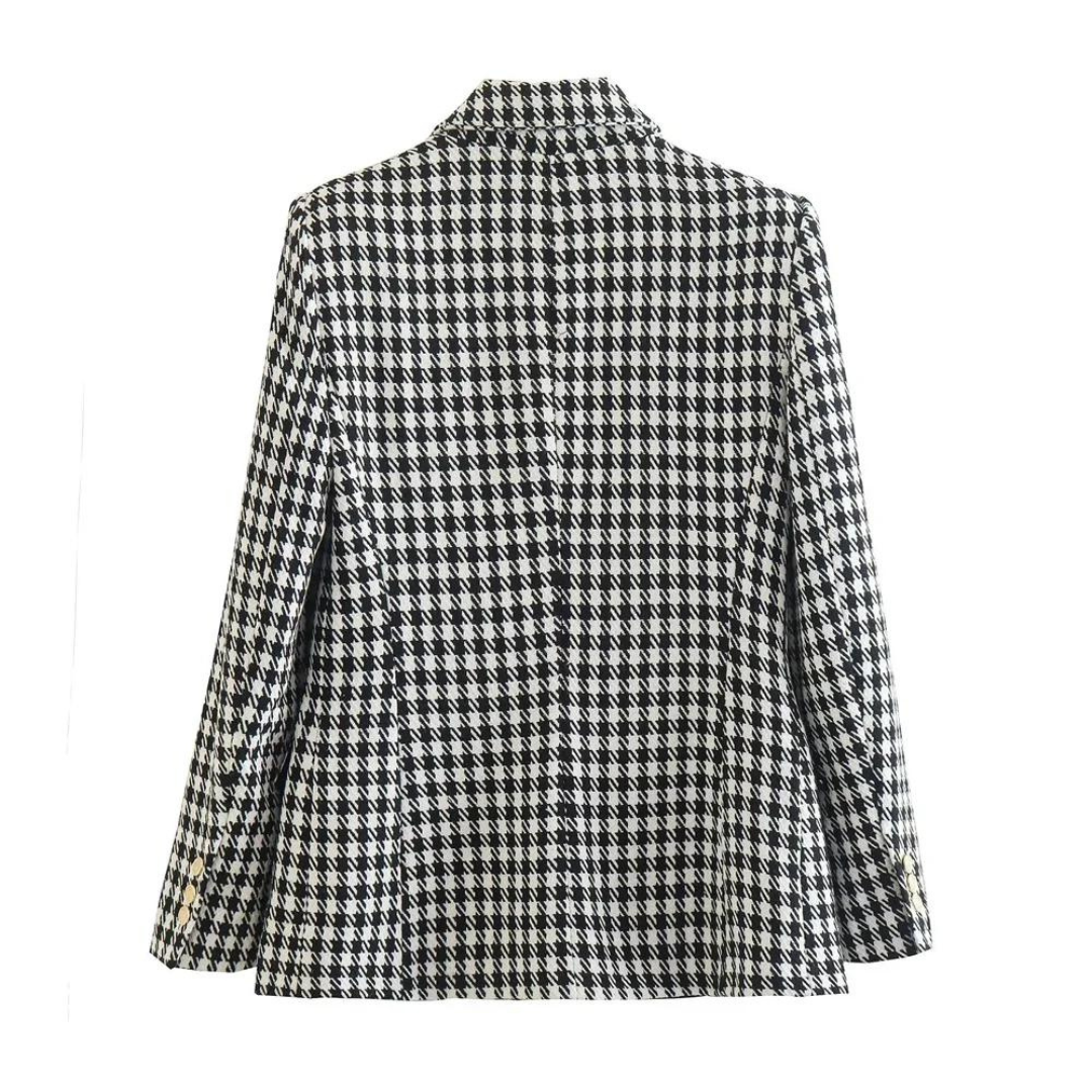 Colett - Dobbeltknappet Houndstooth Blazer-Modiva