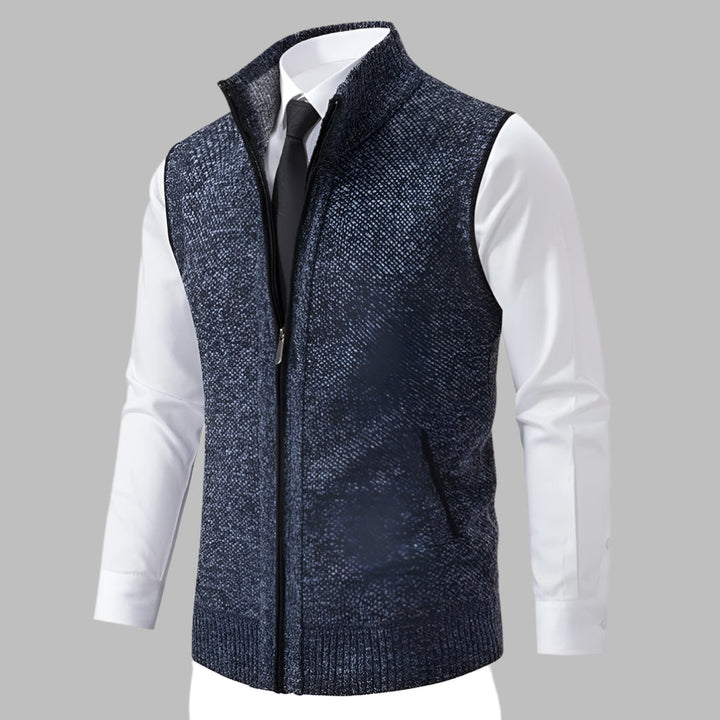 Herre strikket sweatervest med lynlås