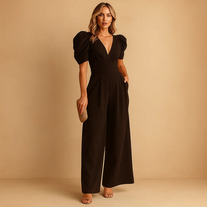Flatterende jumpsuit med pufærmer