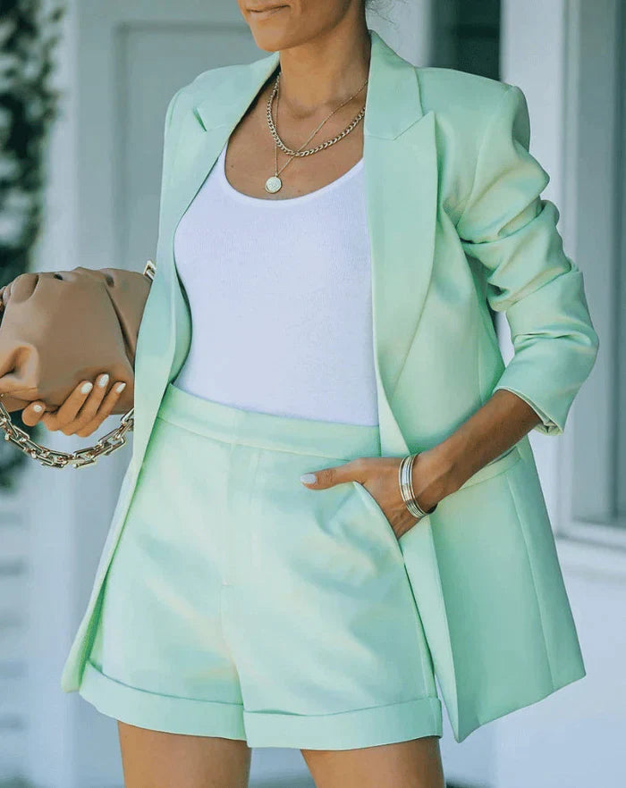Chic Blazer Shorts Sæt til Kvinder