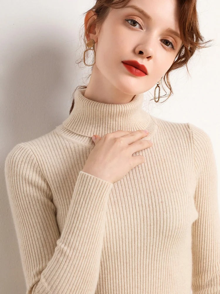 Kita - Blød og Stilfuld Kvinders Cashmere Sweater med Rullekrave-Modiva