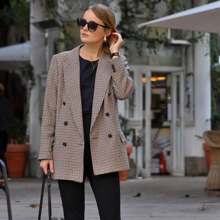 Rosetti - Vintage Dobbeltknappet Plaid Blazer-Modiva
