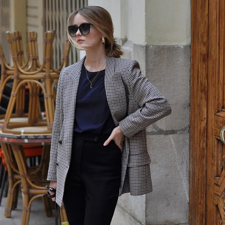 Rosetti - Vintage Dobbeltknappet Plaid Blazer-Modiva