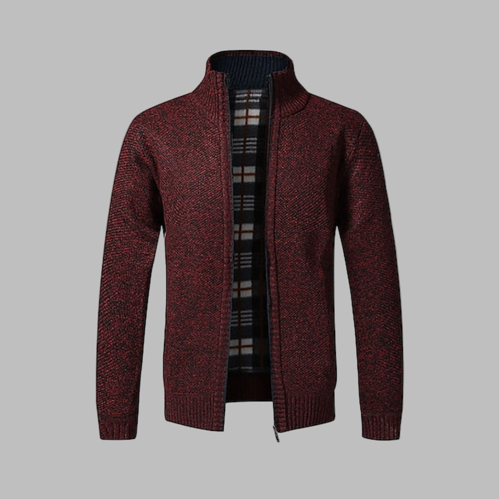 Stilfuld strikket sweater med lynlås til mænd