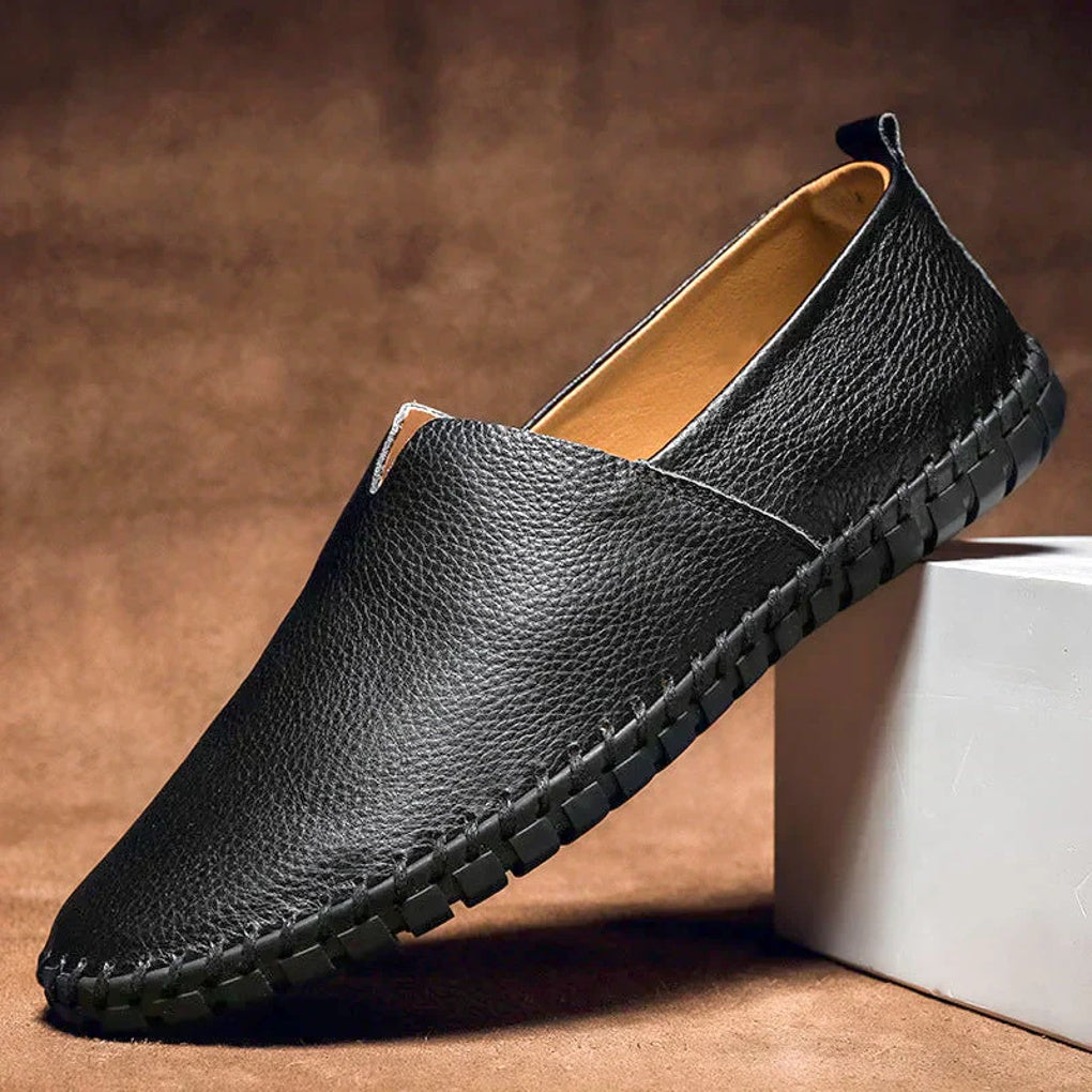 Elegante Loafers i Mat, Slip-Ons i Ægte Læder