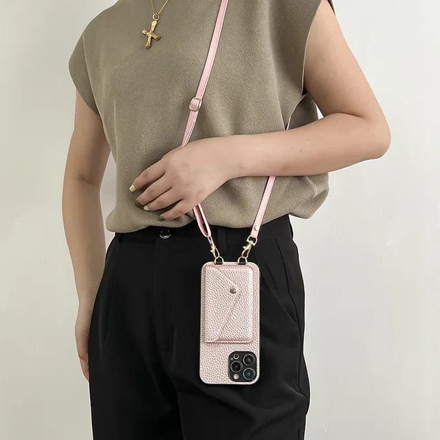 Læder Crossbody-etui til telefon – Med snor og indbygget kortholder