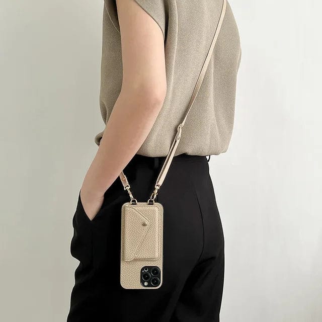 Læder Crossbody-etui til telefon – Med snor og indbygget kortholder