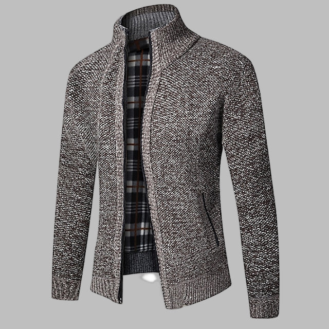 Stilfuld strikket sweater med lynlås til mænd