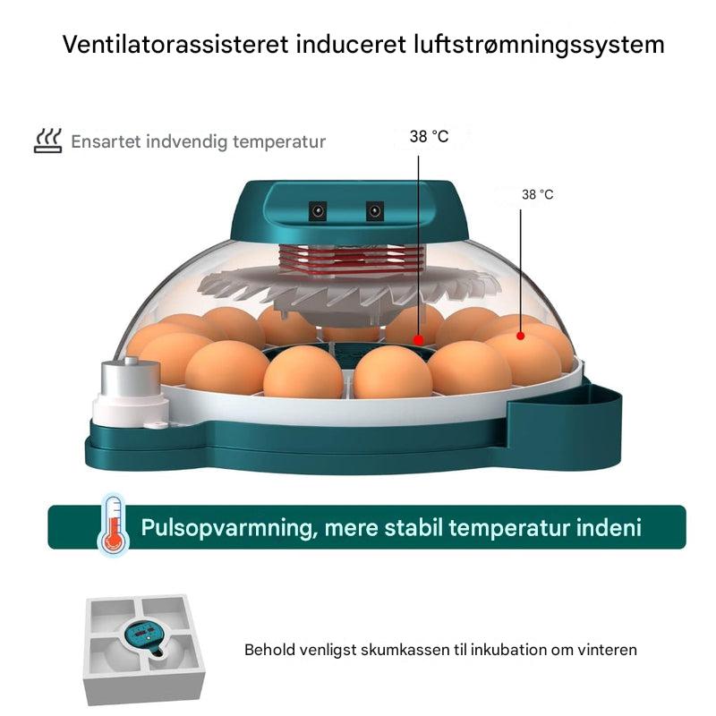 Rugemaskine til 15 æg med automatisk fugtighedskontrol