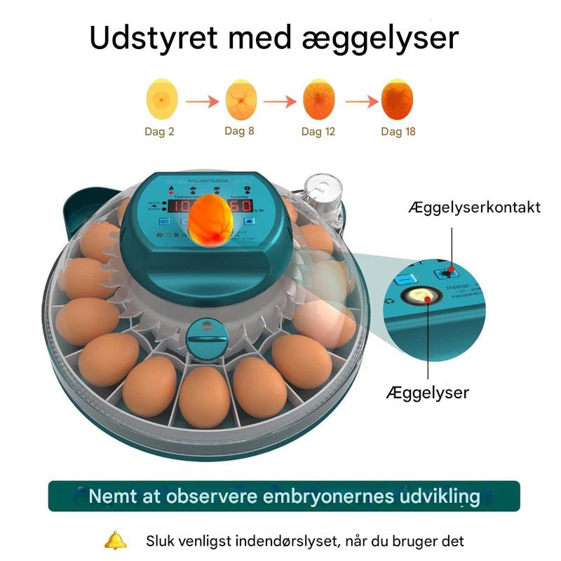 Rugemaskine til 15 æg med automatisk fugtighedskontrol