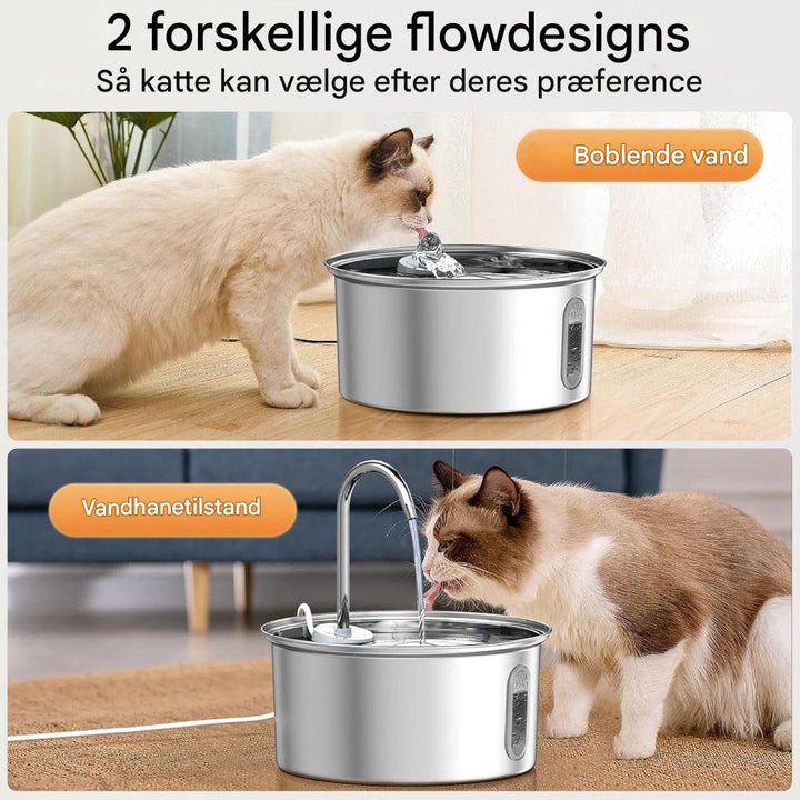 Vandfontæne i rustfrit stål til katte og små hunde